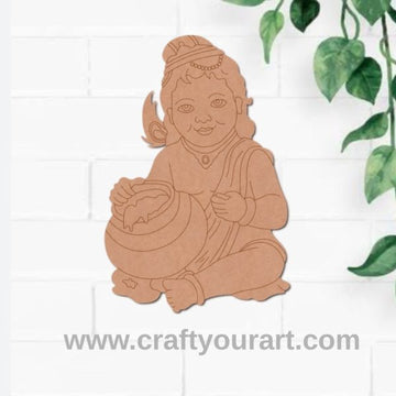 Krishna Ji With Makhan Pre Marked MDF Design 58