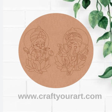 Lakshmi Ji Ganesha Pre Marked Round MDF Design 15