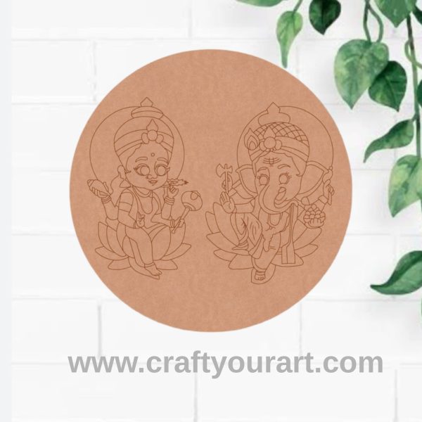 Lakshmi Ji Ganesha Pre Marked Round MDF Design 15