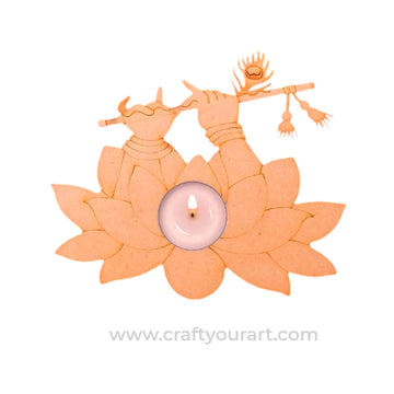 Lotus Basuri Diya Tealight Holder Pre Marked MDF Design 1
