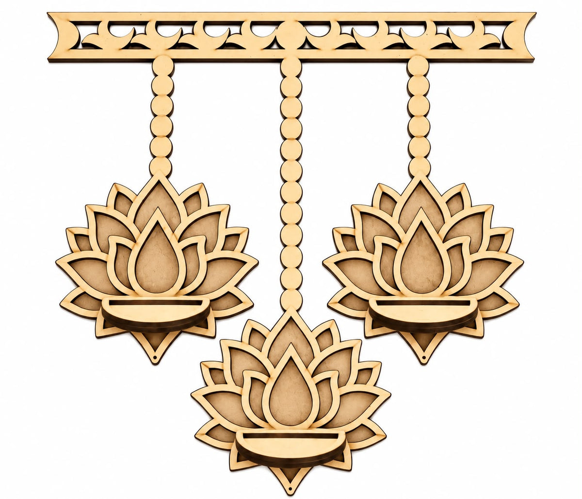 Lotus Hanging Tealight Holder MDF Design 1