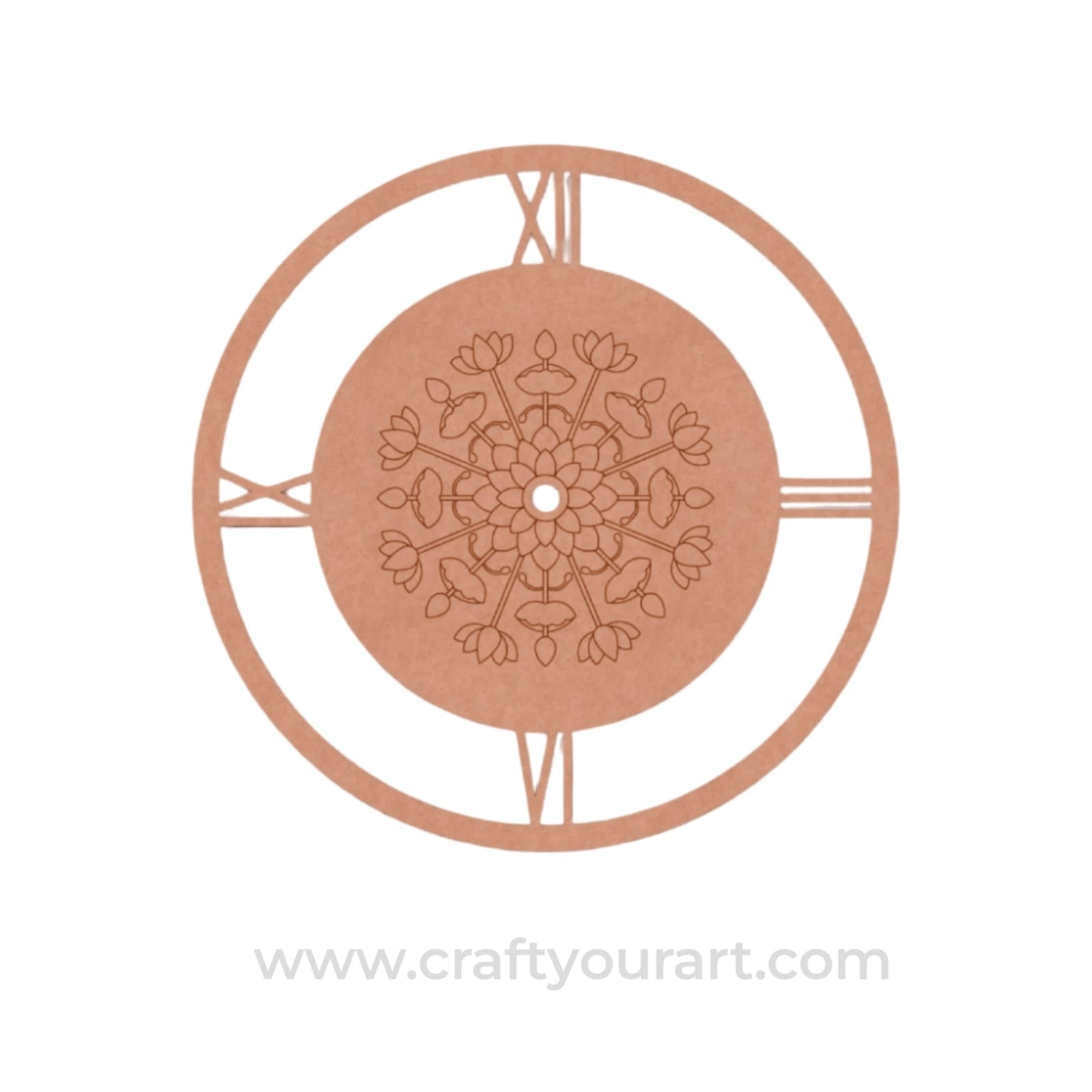 Lotus Mandala Clock Pre Marked MDF Design 1