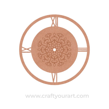 Lotus Mandala Clock Pre Marked MDF Design 1