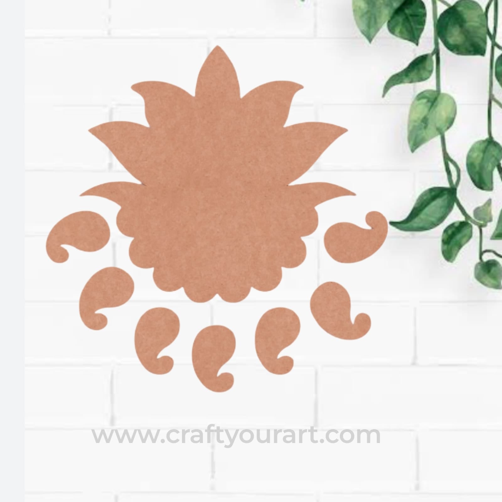 Lotus Paisley Rangoli Cutout MDF Design 1