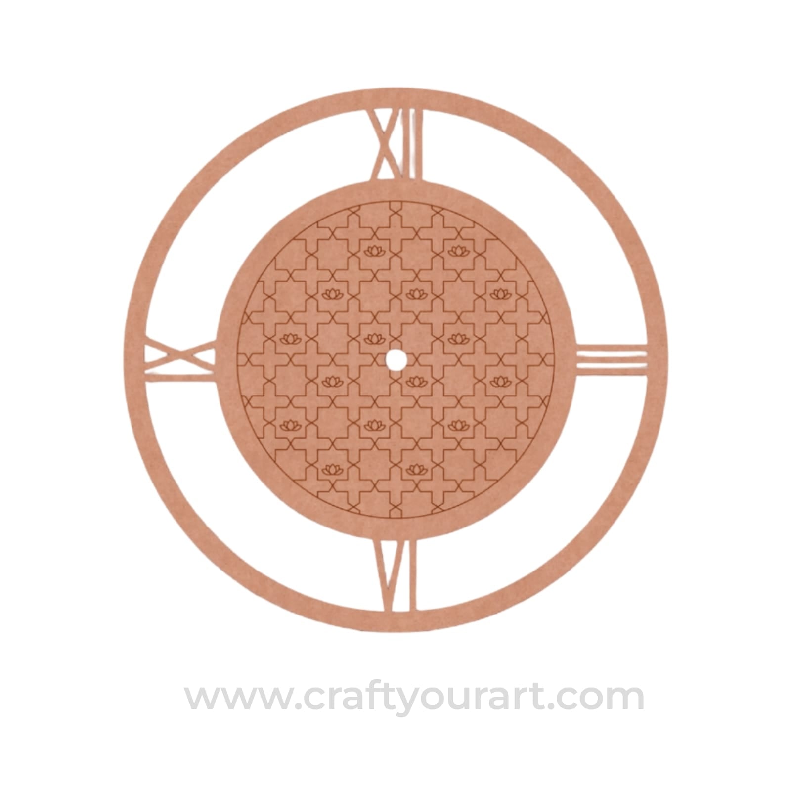 Lotus Sashiko Pattern Clock Pre Marked MDF Design 1