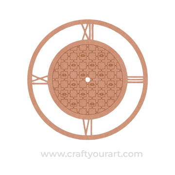 Lotus Sashiko Pattern Clock Pre Marked MDF Design 1