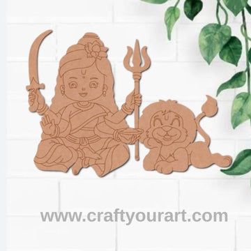 Maa Parvati With Lion Pre Marked MDF Design 29