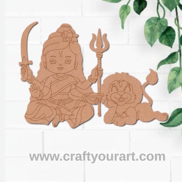 Maa Parvati With Lion Pre Marked MDF Design 29