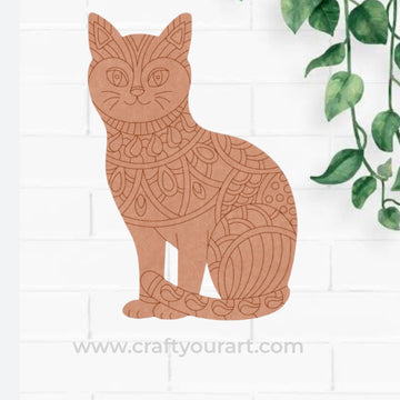 Madhubani Cat Pre Marked MDF Design 1