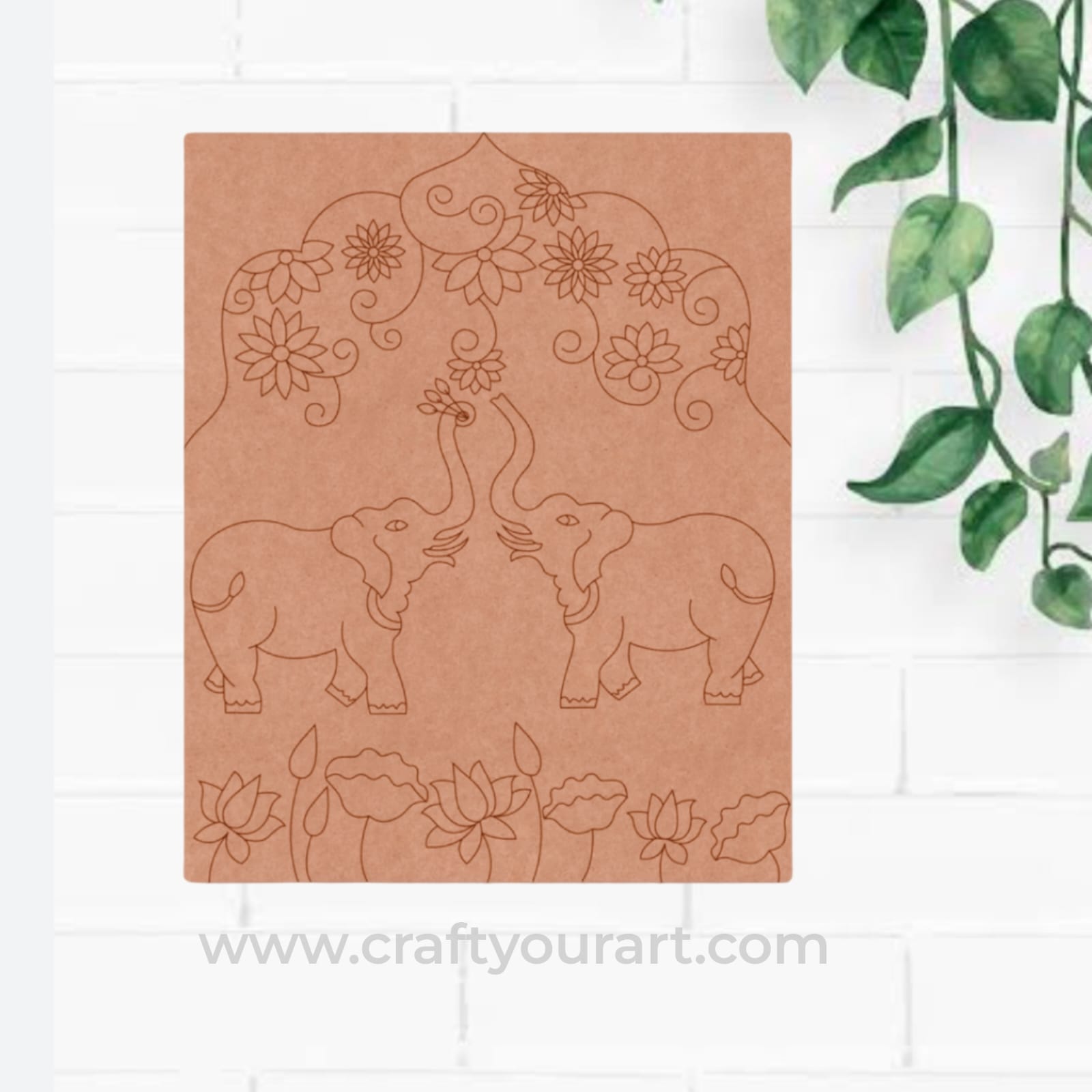 Madhubani Elephant Base Pre Marked MDF Design 1