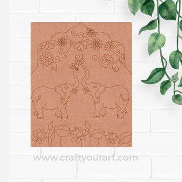 Madhubani Elephant Base Pre Marked MDF Design 1