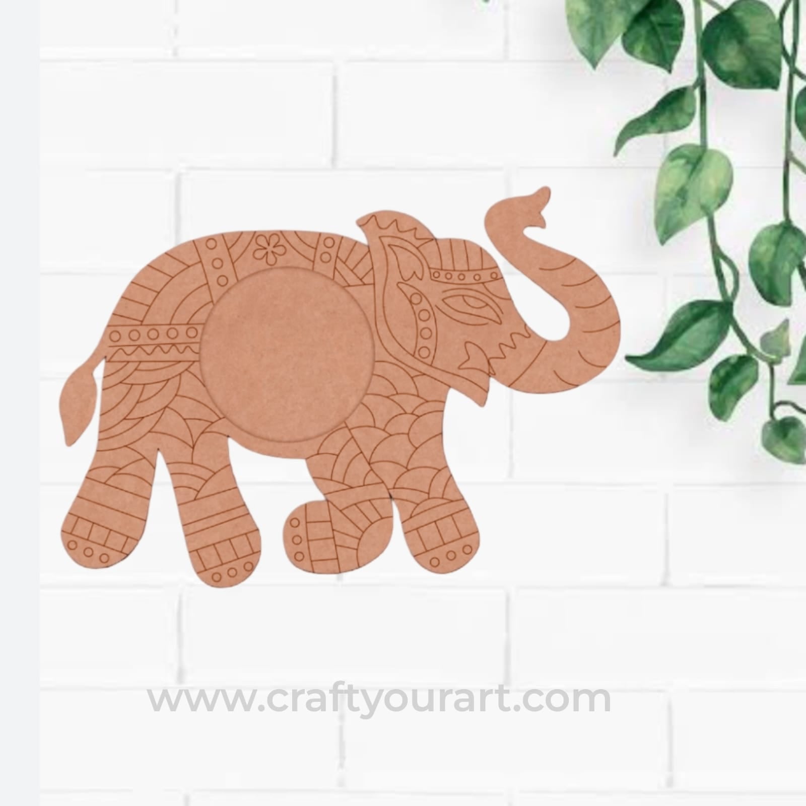 Madhubani Elephant Diya Tealight Holder Pre Marked MDF Design 1