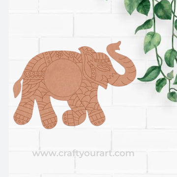 Madhubani Elephant Diya Tealight Holder Pre Marked MDF Design 1