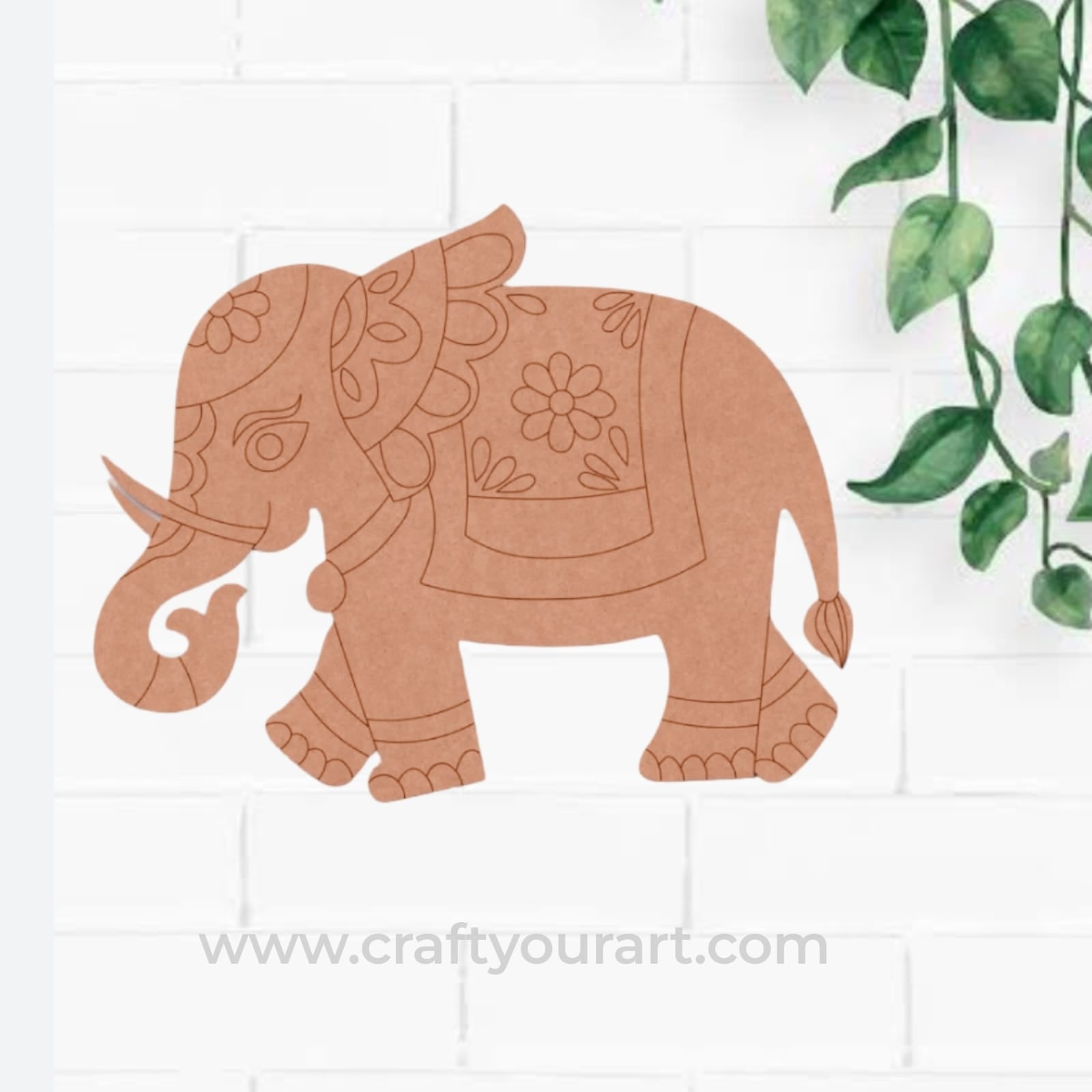 Madhubani Elephant Pre Marked MDF Design 6