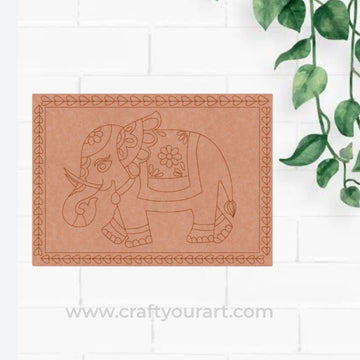 Madhubani Elephant Pre Marked Rectangle MDF Design 1