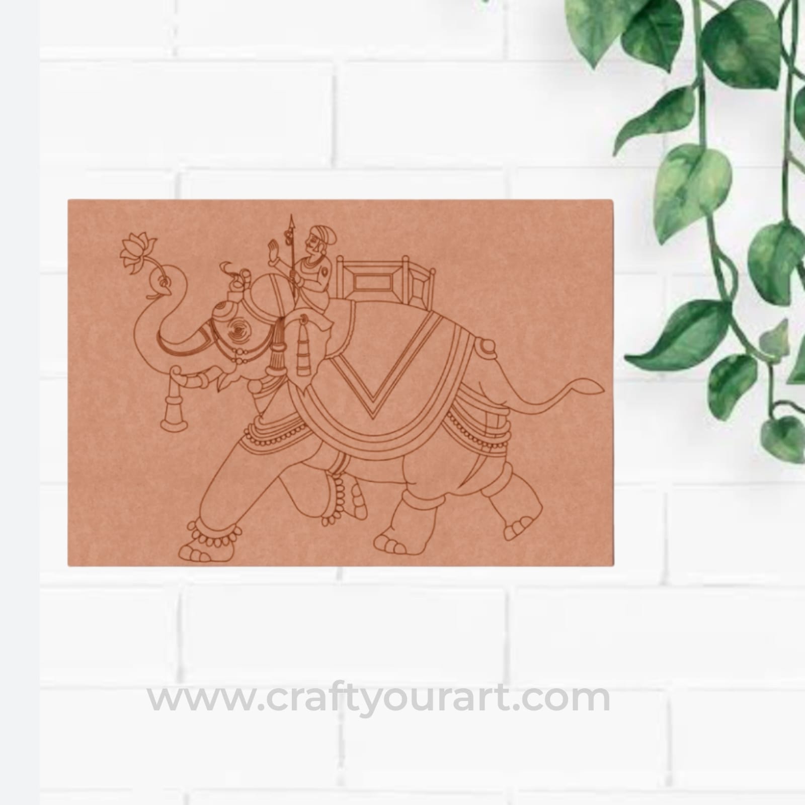 Madhubani Elephant Rajput Pre Marked Base MDF Design 2