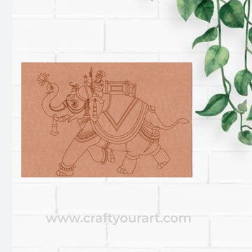 Madhubani Elephant Rajput Pre Marked Base MDF Design 2