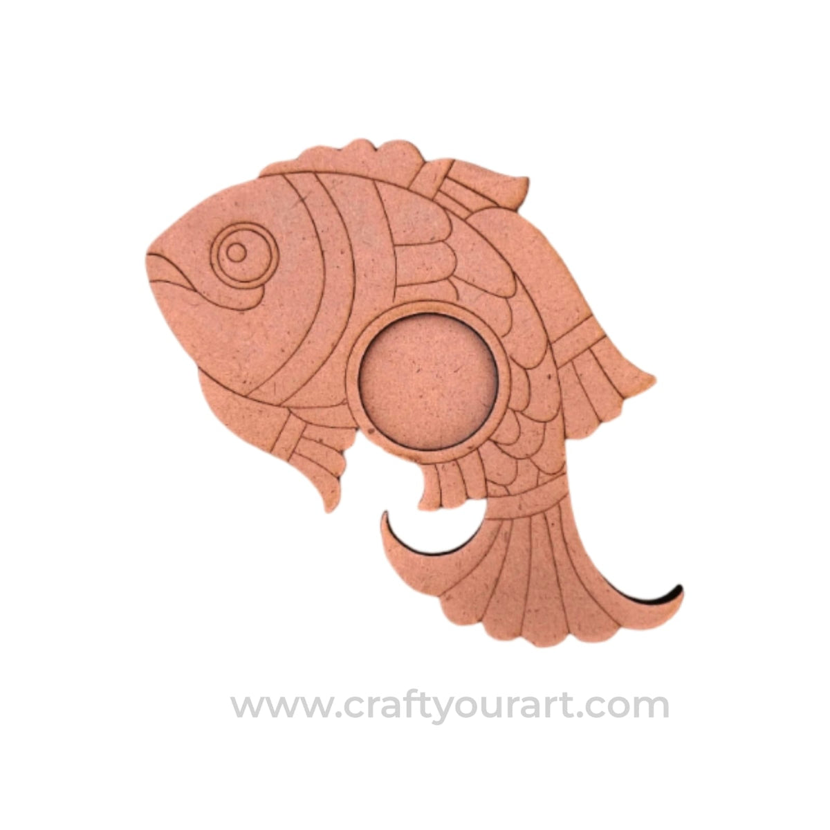 Madhubani Fish Diya Tealight Holder Pre Marked MDF Design 1