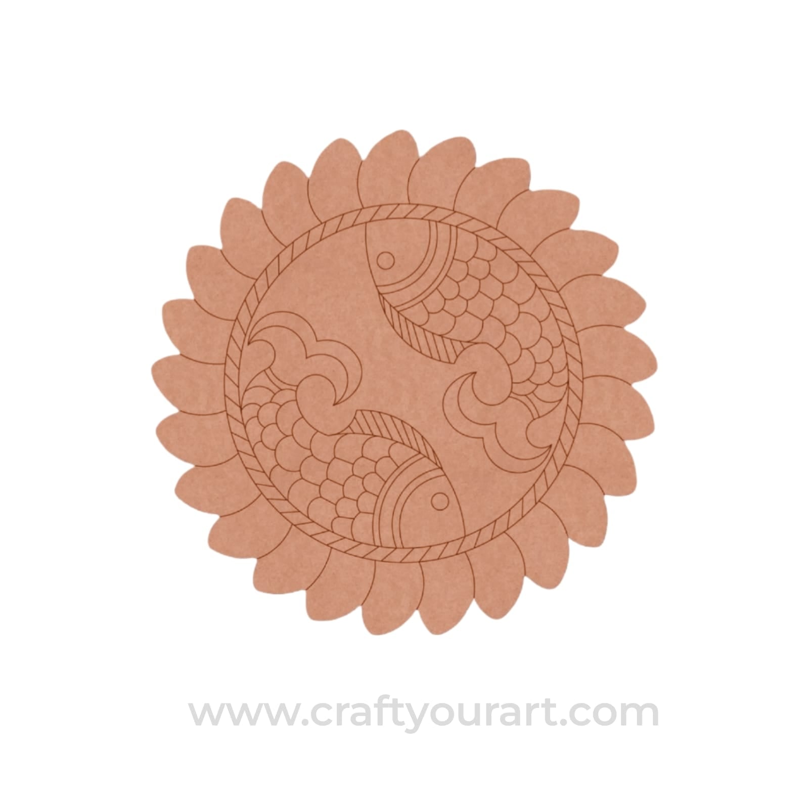 Madhubani Fish Pre Marked Base MDF Design 1