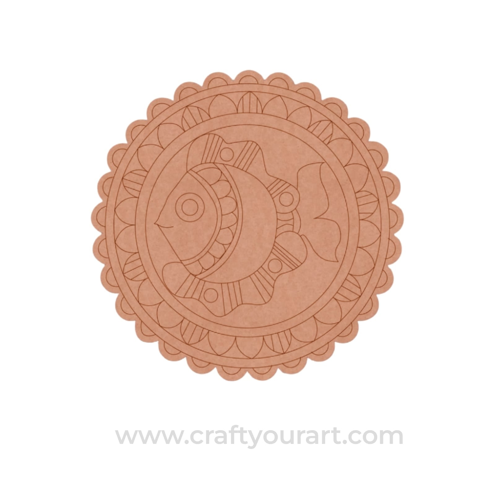 Madhubani Fish Pre Marked Base MDF Design 3