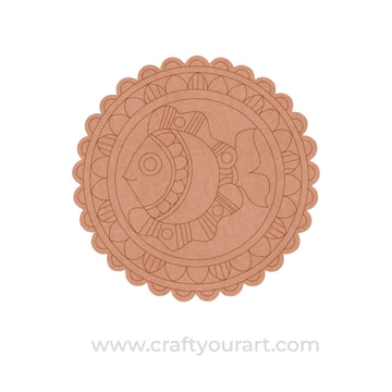 Madhubani Fish Pre Marked Base MDF Design 3