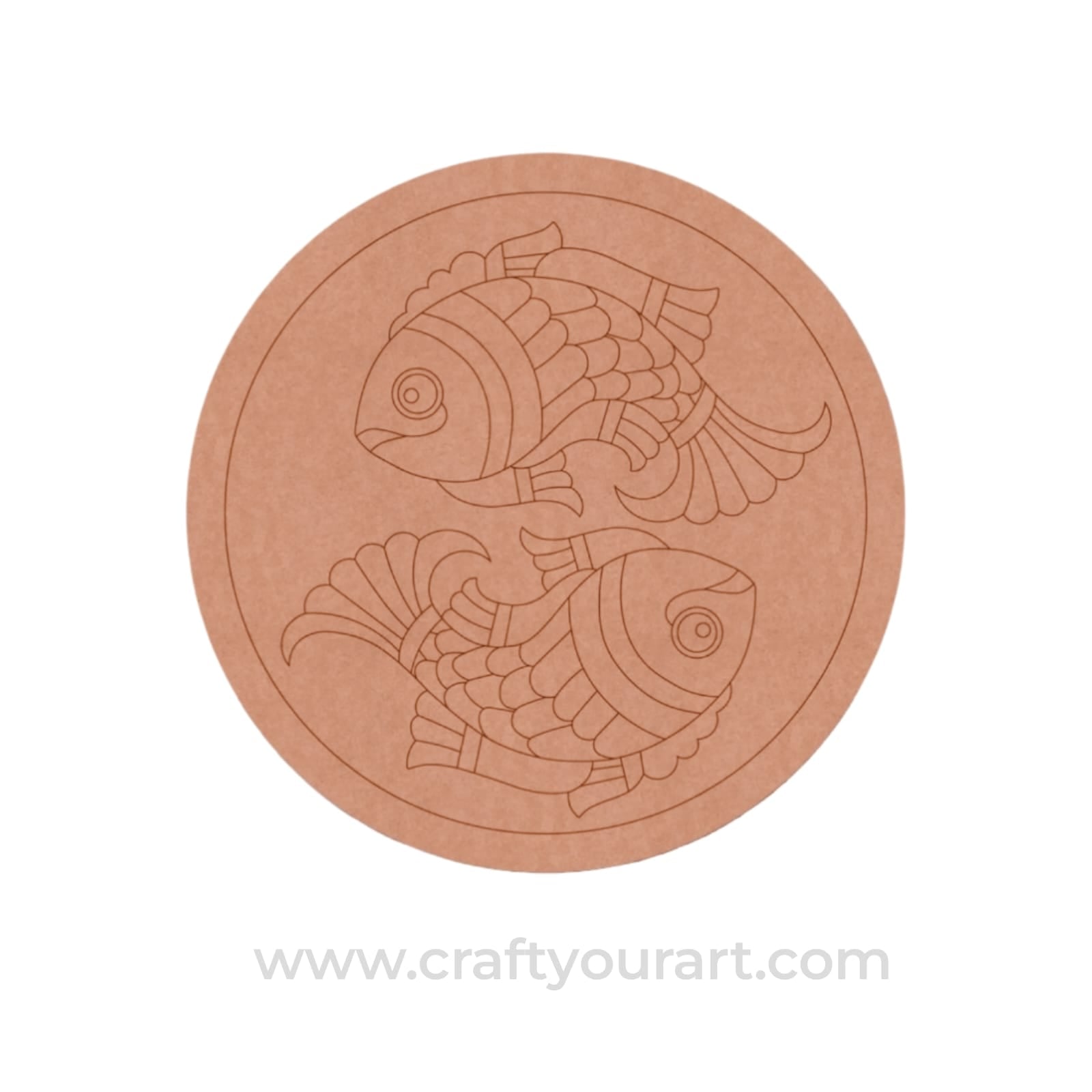 Madhubani Fish Pre Marked Round MDF Design 1