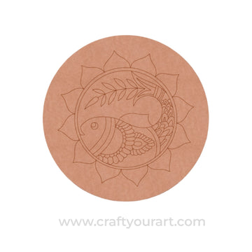 Madhubani Fish Pre Marked Round MDF Design 2