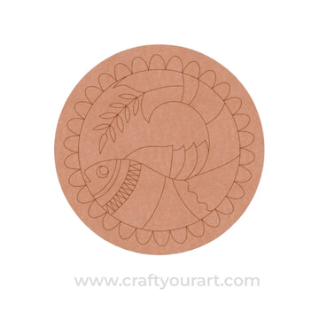 Madhubani Fish Pre Marked Round MDF Design 3