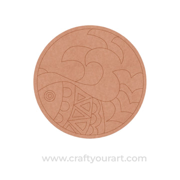 Madhubani Fish Pre Marked Round MDF Design 4