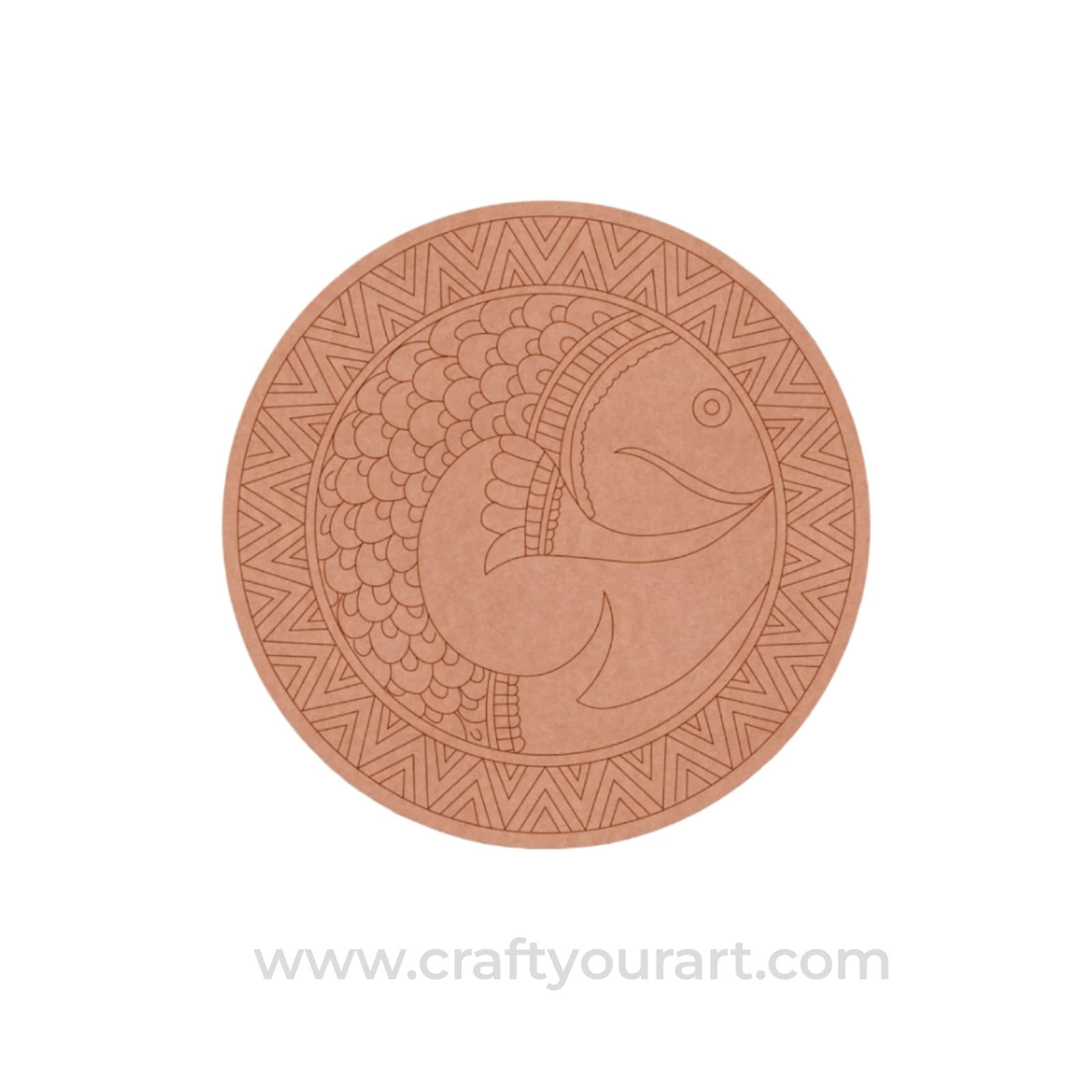 Madhubani Fish Pre Marked Round MDF Design 5