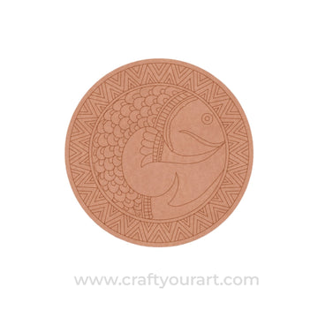 Madhubani Fish Pre Marked Round MDF Design 5