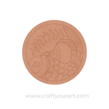 Madhubani Fish Pre Marked Round MDF Design 6