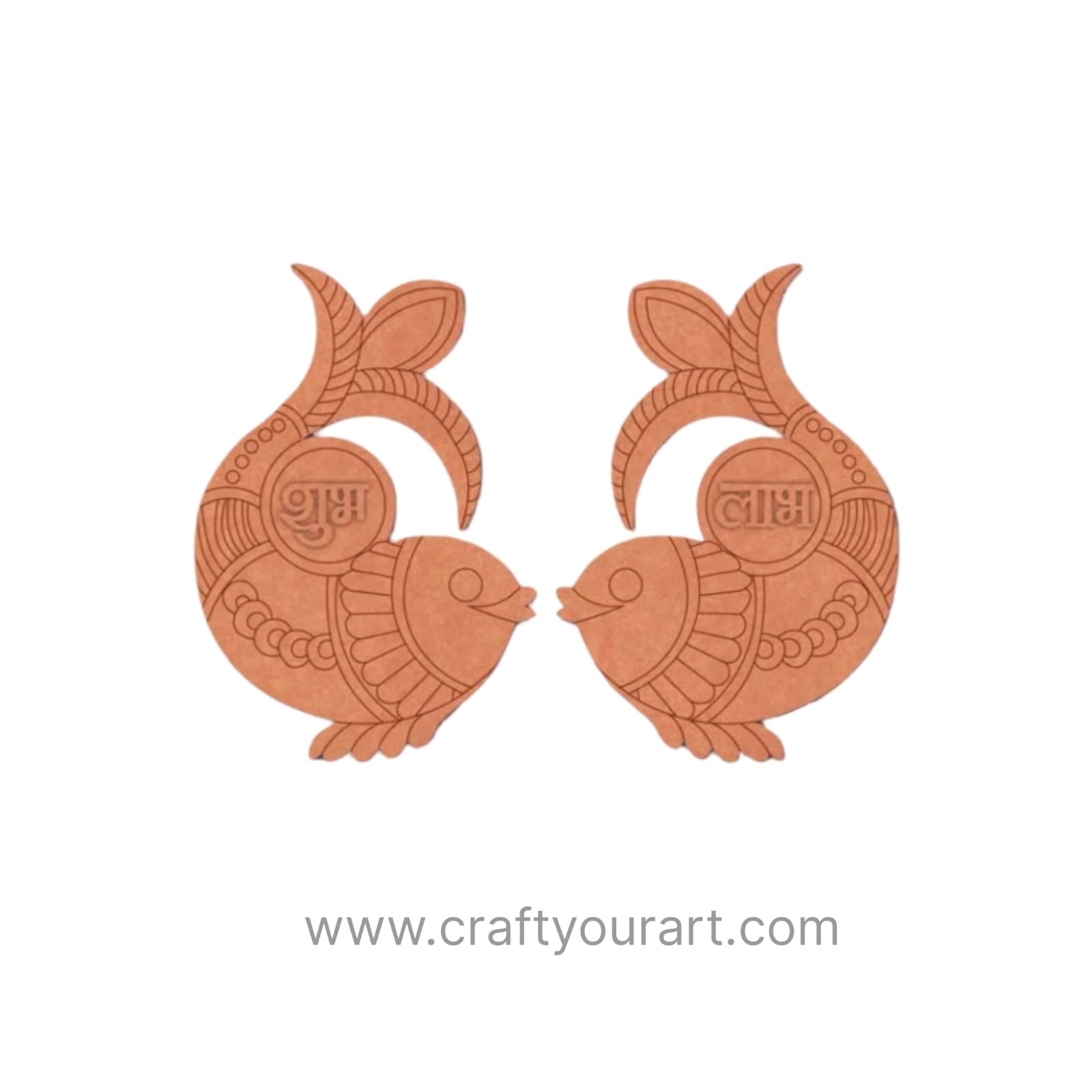 Madhubani Fish Shubh Labh Pre Marked Base MDF Design 5