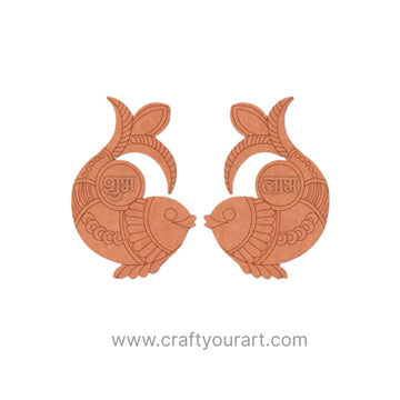 Madhubani Fish Shubh Labh Pre Marked Base MDF Design 5