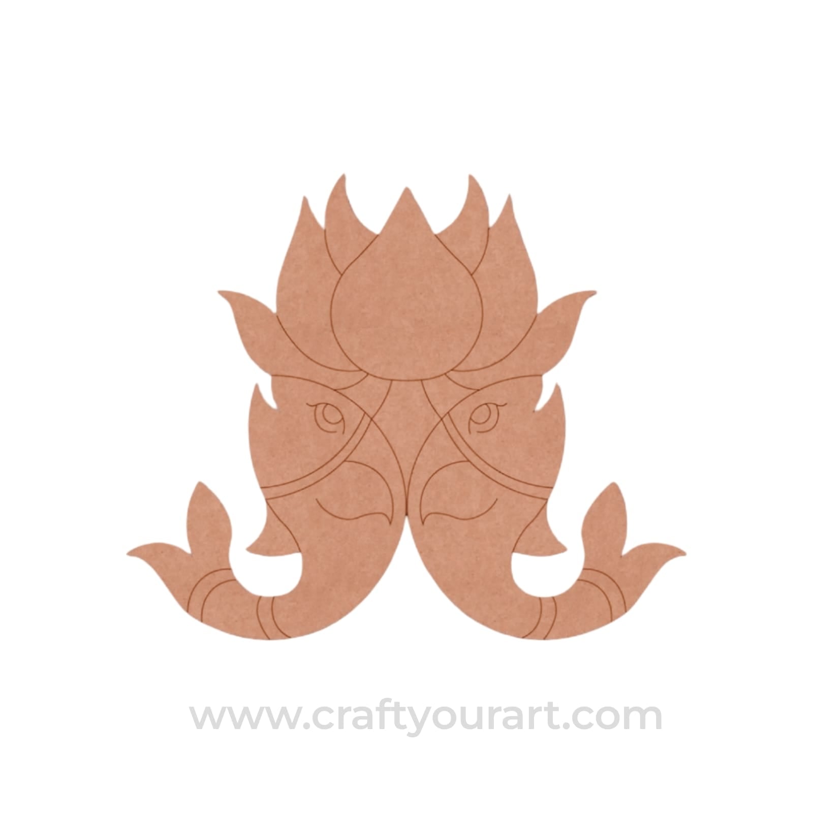 Madhubani Fishes Lotus Pre Marked MDF Design 1