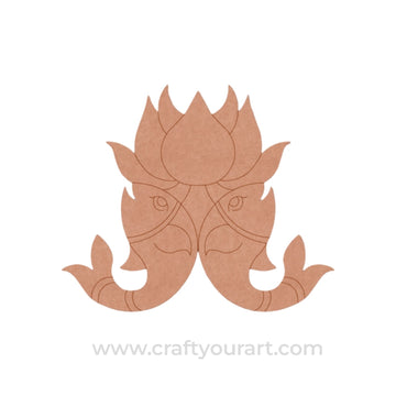 Madhubani Fishes Lotus Pre Marked MDF Design 1
