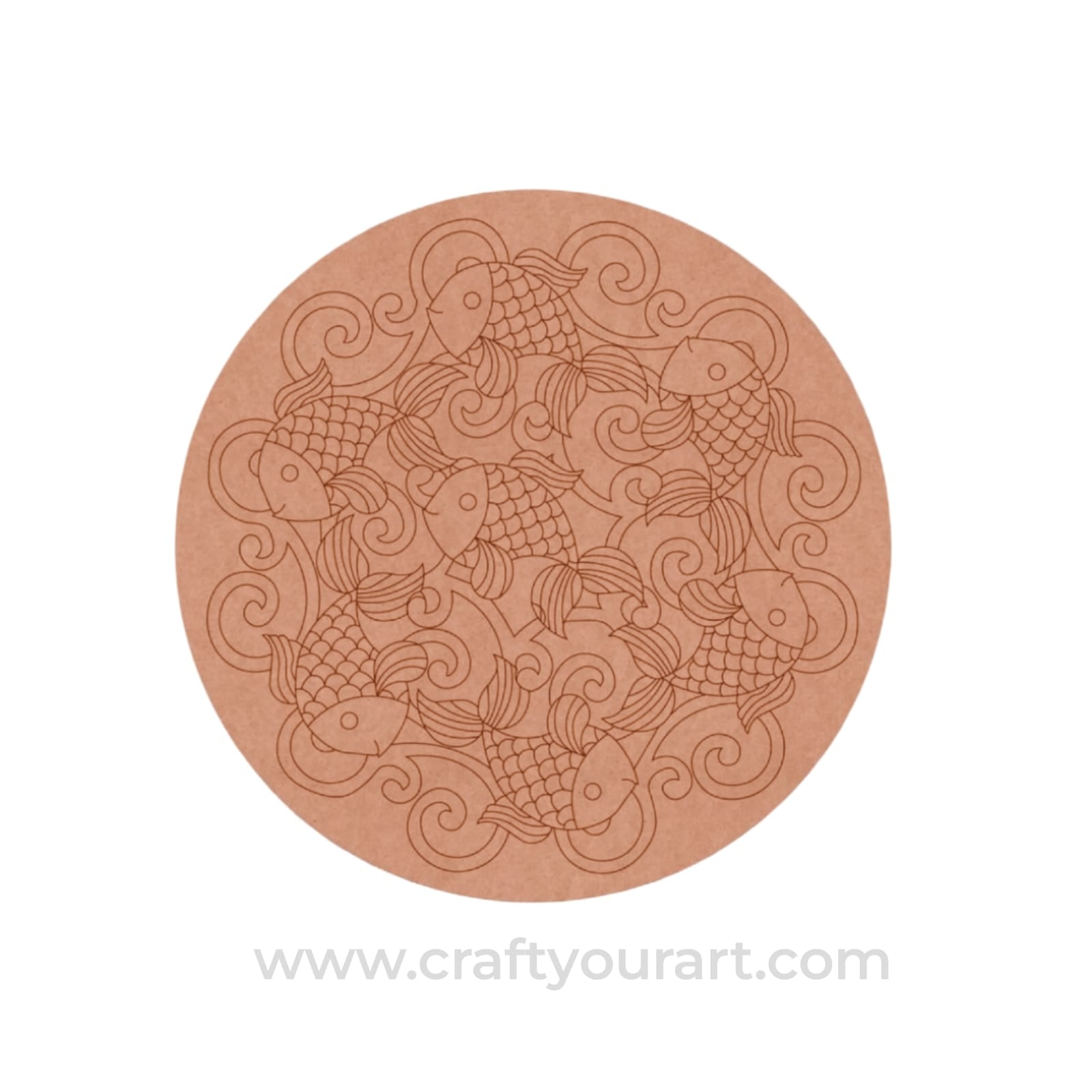 Madhubani Fishes Pre Marked Round MDF Design 1