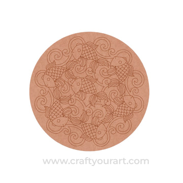 Madhubani Fishes Pre Marked Round MDF Design 1