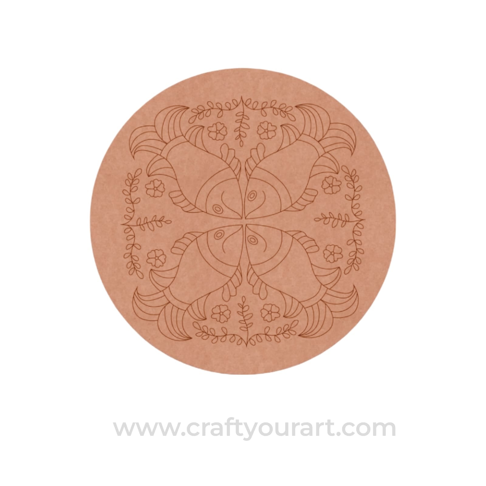 Madhubani Fishes Pre Marked Round MDF Design 2