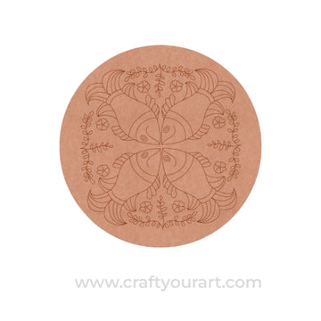 Madhubani Fishes Pre Marked Round MDF Design 2