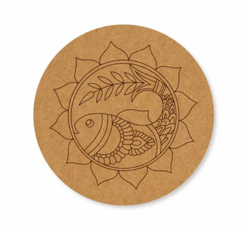 Madhubani Fish premarked Round design 11