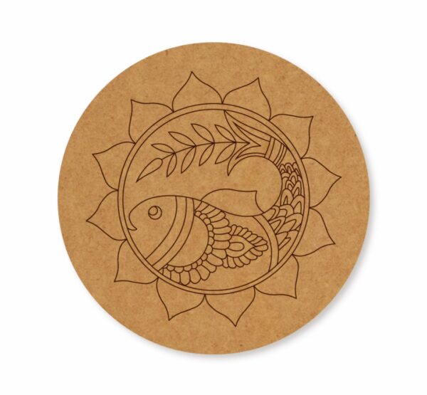 Madhubani Fish premarked Round design 11
