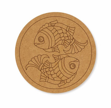 Madhubani Fish premarked Round design 4