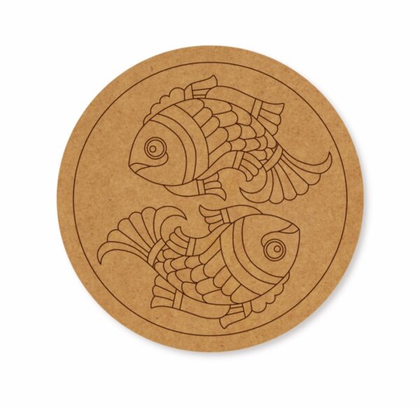 Madhubani Fish premarked Round design 4