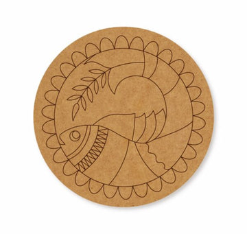 Madhubani Fish premarked Round design 8