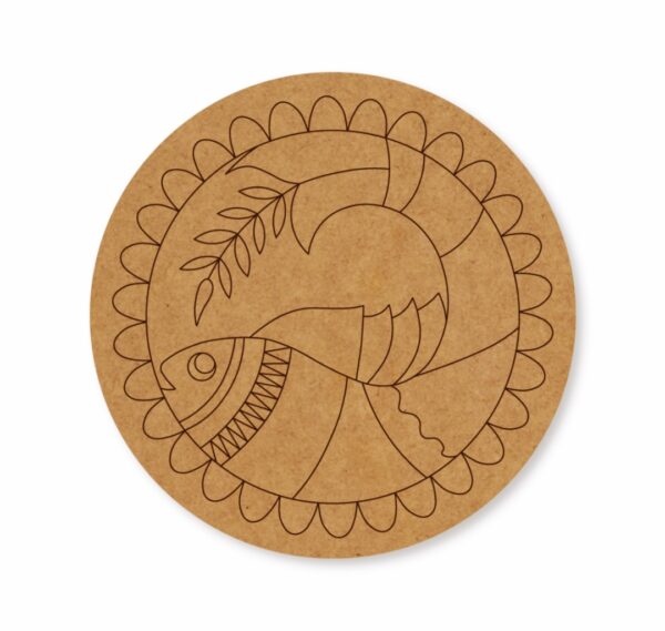 Madhubani Fish premarked Round design 8