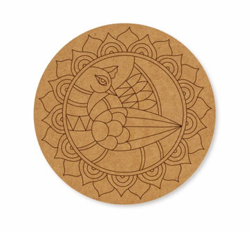 Madhubani peacock premarked Round design 10