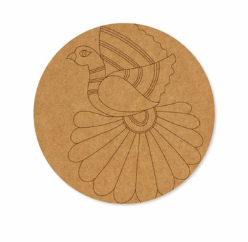 Madhubani peacock premarked Round design 17