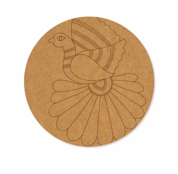 Madhubani peacock premarked Round design 17