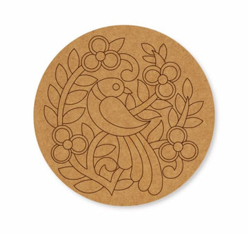 Madhubani peacock premarked Round design 2